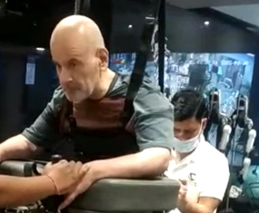 Patient performing rehabilitation exercises