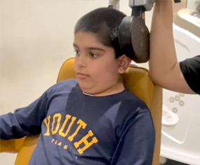 Patient working with rehabilitation tools