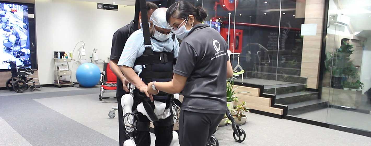 Patient using therapy equipment