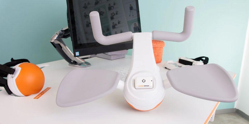 Patient using advanced rehab technology